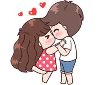 💏 amour, couple, dessin animé, coeurs, romance, câlin telegram sticker