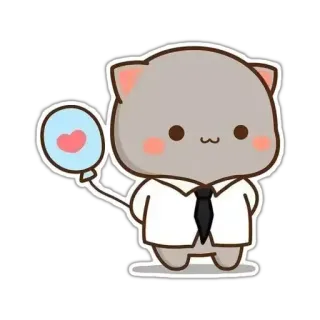 ❤ kucing, balon, imut, kawaii, hewan, stiker telegram sticker