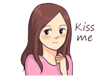 ☺️ Kiss me cartoon, woman, kiss, romance, cute telegram sticker