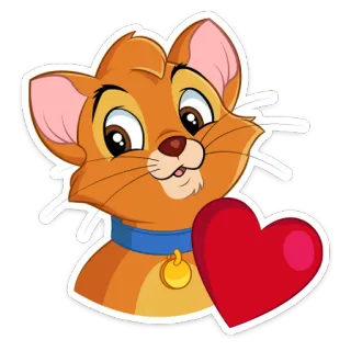 ❤️ Oliver Oliver & Company mèo, hoạt hình, trái tim, Disney, động vật, dễ thương telegram sticker