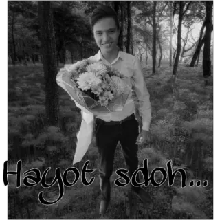 🇹🇯 Hayot ssoh... Porträt, Mann, Blumen, Graustufen, Wald telegram sticker