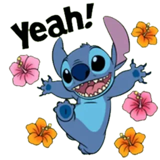 🌺 Stitch Lilo & Stitch yeah! stitch, lilo und stitch, disney, cartoon, fröhlich, alien telegram sticker