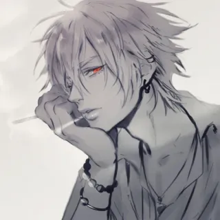 🚬 Anime, Nhân vật, Hút thuốc, Thuốc lá, Mắt đỏ whatsapp sticker
