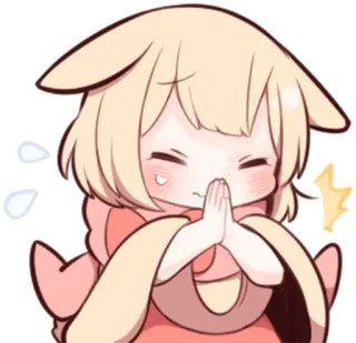 🙏 애니메이션, 귀여운, 카와이, 캐릭터, 애원하는, 간청하는, 분홍색, 행복한 telegram sticker
