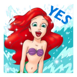 🙂 Ariel The Little Mermaid YES Meerjungfrau, Disney, Cartoon, Ozean, Prinzessin telegram sticker