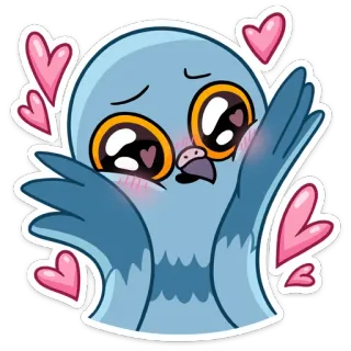 🥰 นก, นกพิราบ, ความรัก, น่ารัก, หัวใจ, การ์ตูน telegram sticker