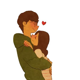 ❤️ любовь, пара, объятие, романтика, отношения, мультфильм telegram sticker