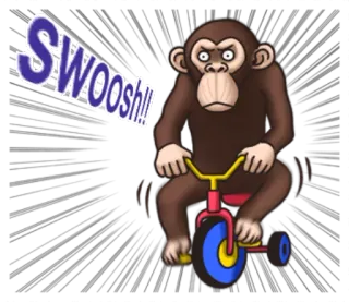 🛴 SWOOSH!! macaco, triciclo, animal, desenho animado, swoosh, andando, velocidade telegram sticker