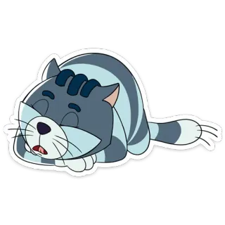 😴 gato, dormir, desenho animado, animal, cinza, listras telegram sticker
