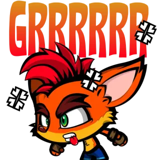 😡 Crash Bandicoot GRRRRR Crash Bandicoot, en colère, dessin animé, jeu vidéo, autocollant whatsapp sticker