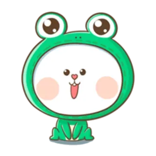 😀 Frosch, süß, Cartoon, Tier, grün, kawaii telegram sticker