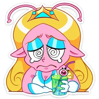 😵‍💫 Alien, Llorando, Bebida, Triste, Dibujos animados telegram sticker