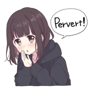 😶 Pervert! Аниме, Девушка, Оскорбление, Извращенец telegram sticker