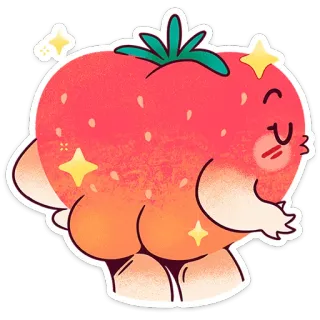 🍓 morango, fruta, fofo, kawaii, desenho animado, adesivo, pêssego, comida telegram sticker