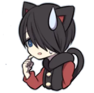 😥 Аниме, Кот, Парень, Чиби, Милый, Каваий, Наклейка whatsapp sticker