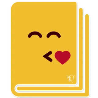 📔 libro, emoji, beso, corazón, amor, kawaii, amarillo telegram sticker