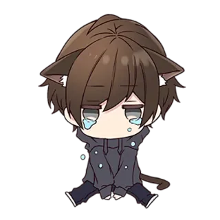 😭 Аниме, Кот, Чиби, Каваи, Грустный, Плачущий telegram sticker