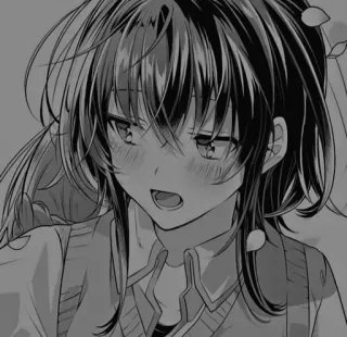 🧧 动漫, 漫画, 女孩, 肖像, 青少年, 可爱, 黑白 telegram sticker