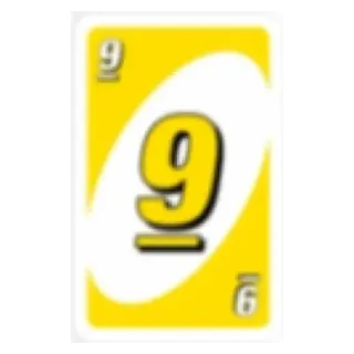 💟 Uno, Carta, Amarillo, Número, Juego telegram sticker