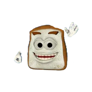 🍞 pane, toast, cartoni animati, cibo, mascotte telegram sticker