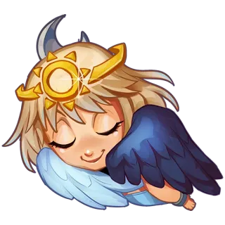 😴 Engel, schlafend, Cartoon, süß, Flügel, Heiligenschein telegram sticker