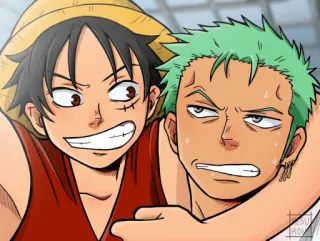 😁 Luffy, Zoro One Piece Anime, One Piece, Luffy, Zoro, Kreskówka telegram sticker
