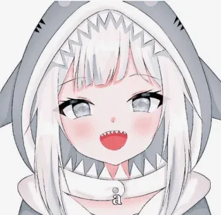 💎 Gawr Gura Anime Mädchen, Hai, Kapuzenpullover, Vtuber, Gawr Gura, Süß, Anime telegram sticker