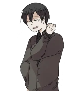 😓 Anime, Manga, Personaggio, Uomo, Sorridendo, Illustrazione, Arte telegram sticker