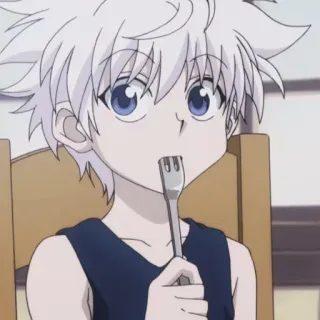 🐚 Killua Zoldyck Hunter x Hunter Аниме, Киллуа, Hunter x Hunter, Мультфильм, Манга, Мальчик, Еда telegram sticker