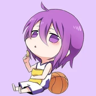 💜 Atsushi Murasakibara Kuroko's Basketball Anime, Manga, Pallacanestro, Chibi, Personaggio telegram sticker