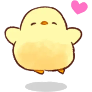 ❤️ นก, น่ารัก, การ์ตูน, ลูกเจี๊ยบ, สีเหลือง, หัวใจ telegram sticker