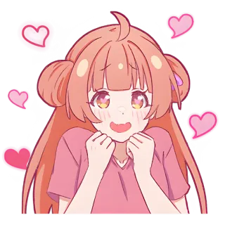 😍 anime, gadis, imut, kawaii, hati, cinta, menggemaskan, merah muda telegram sticker