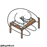 🔝 viết, bàn làm việc, phim hoạt hình, giấy tờ, mệt mỏi, sự trì hoãn telegram sticker