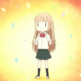 🥕 Anime Mädchen, Schuluniform, süß, Chibi, glitzernd, kawaii, Cartoon whatsapp sticker