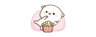 🍿 lindo, gato, palomitas, rosa, dibujos animados, película, snack whatsapp sticker