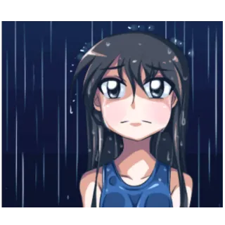 🌊 anime, girl, rain, sad, manga telegram sticker