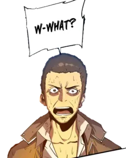 ❓ W-WHAT? geschockt, Mann, Überraschung, Ausruf, Sprechblase whatsapp sticker