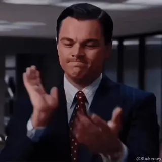 👏 莱昂纳多·迪卡普里奥, 鼓掌, 华尔街之狼, 电影, 表情包, 演员, 成功 whatsapp sticker