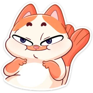 😌 Katze, niedlich, Cartoon, Sticker, Tier, rothaarig, weiß, flauschig telegram sticker