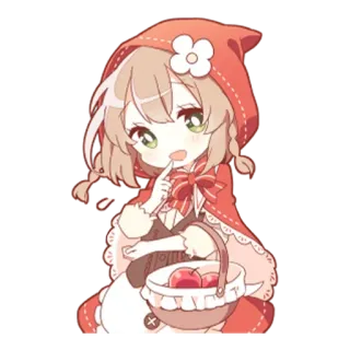 🤔 garota anime, chapeuzinho vermelho, desenho animado, fofo, maçãs telegram sticker