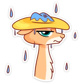 😑 animal, triste, chuva, chapéu, desenho animado, adesivo telegram sticker