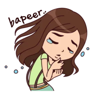 😢 triste, llorando, emocional, dibujos animados, chica whatsapp sticker