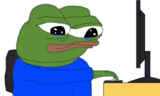 🏳 Pepe the Frog pepe, frosch, weinend, traurig, computer, meme telegram sticker
