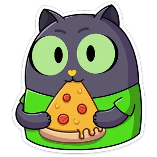 🍕 แมว, พิซซ่า, สัตว์, การ์ตูน, อาหาร, น่ารัก, สติกเกอร์ telegram sticker