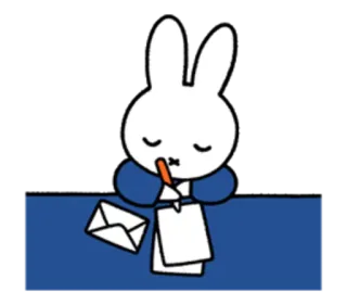 ✉️ Miffy กระต่าย, การเขียน, จดหมาย, น่ารัก, การ์ตูน telegram sticker