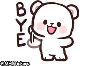 👋 BYE bear, cute, farewell, goodbye, cartoon, animal, waving whatsapp sticker