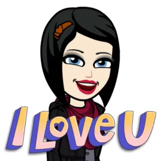 💚 I love U amor, Bitmoji, dibujos animados, saludo whatsapp sticker