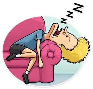 😴 сон, мультфильм, персонаж, диван, уставший telegram sticker