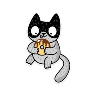 😛 고양이, 도넛, 동물, 만화, 스티커, 귀여운 telegram sticker