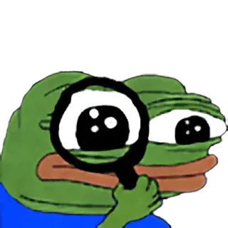 🤔 Pepe the Frog 表情包, 佩佩, 青蛙, 放大镜, 搜索 telegram sticker